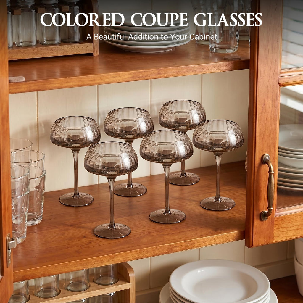 Smoke Gray Coupe Glasses Set of 6 C23559