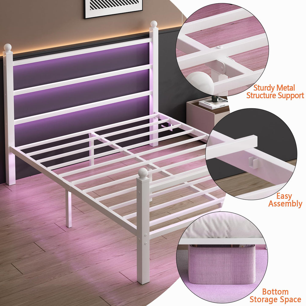 White Full Size Bed Frame with Headboard and Footboard A950