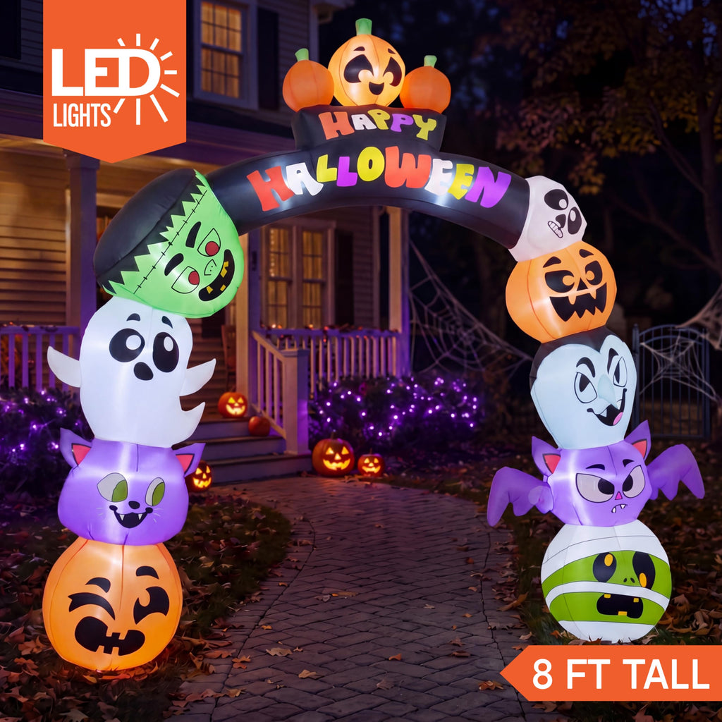 8 FT Halloween Inflatable Pumpkin Archway with LED Lights S281