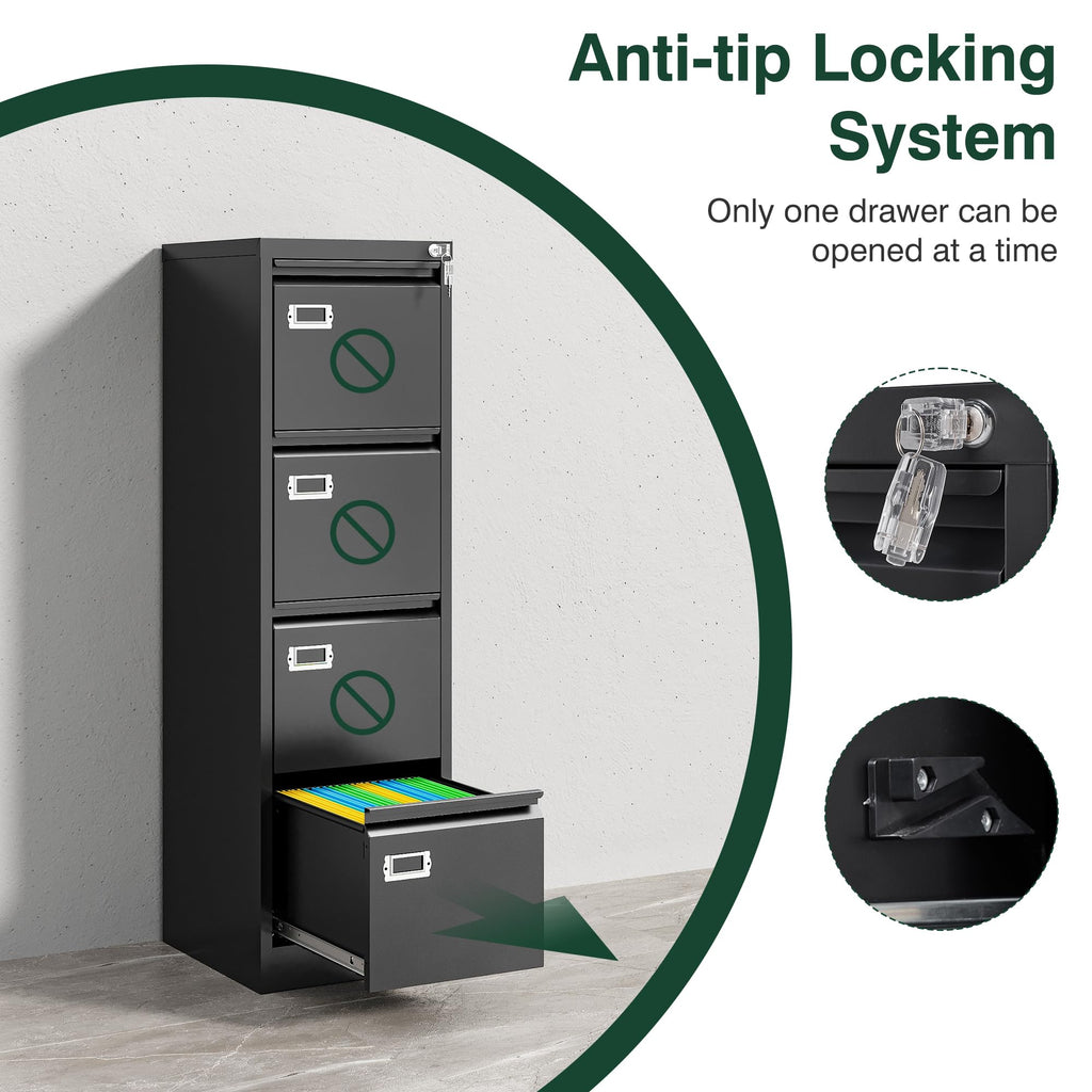 4 Drawer Metal File Cabinet with Lock B88284