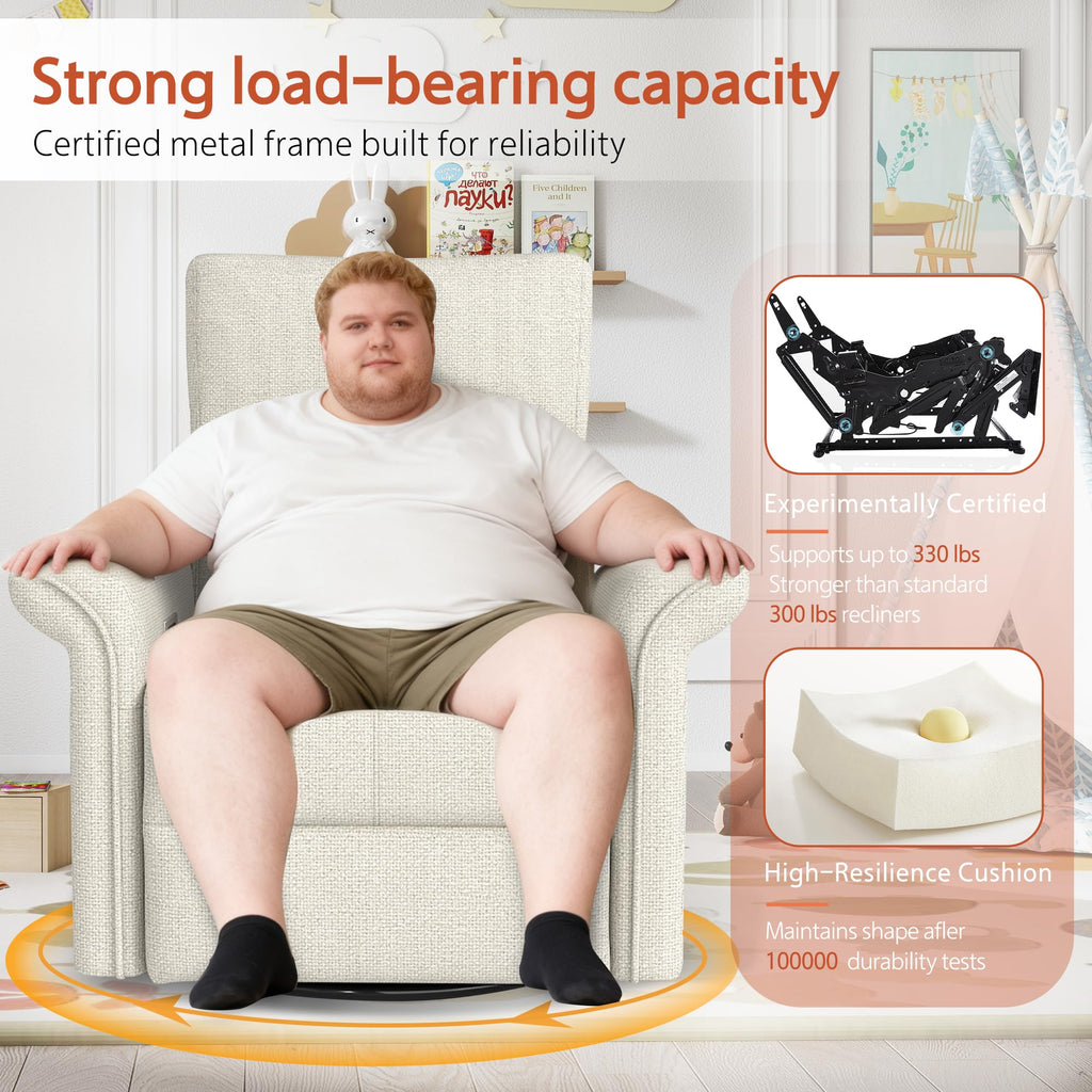 Fabric Light Gray Swivel Rocker Recliner Chair G32792