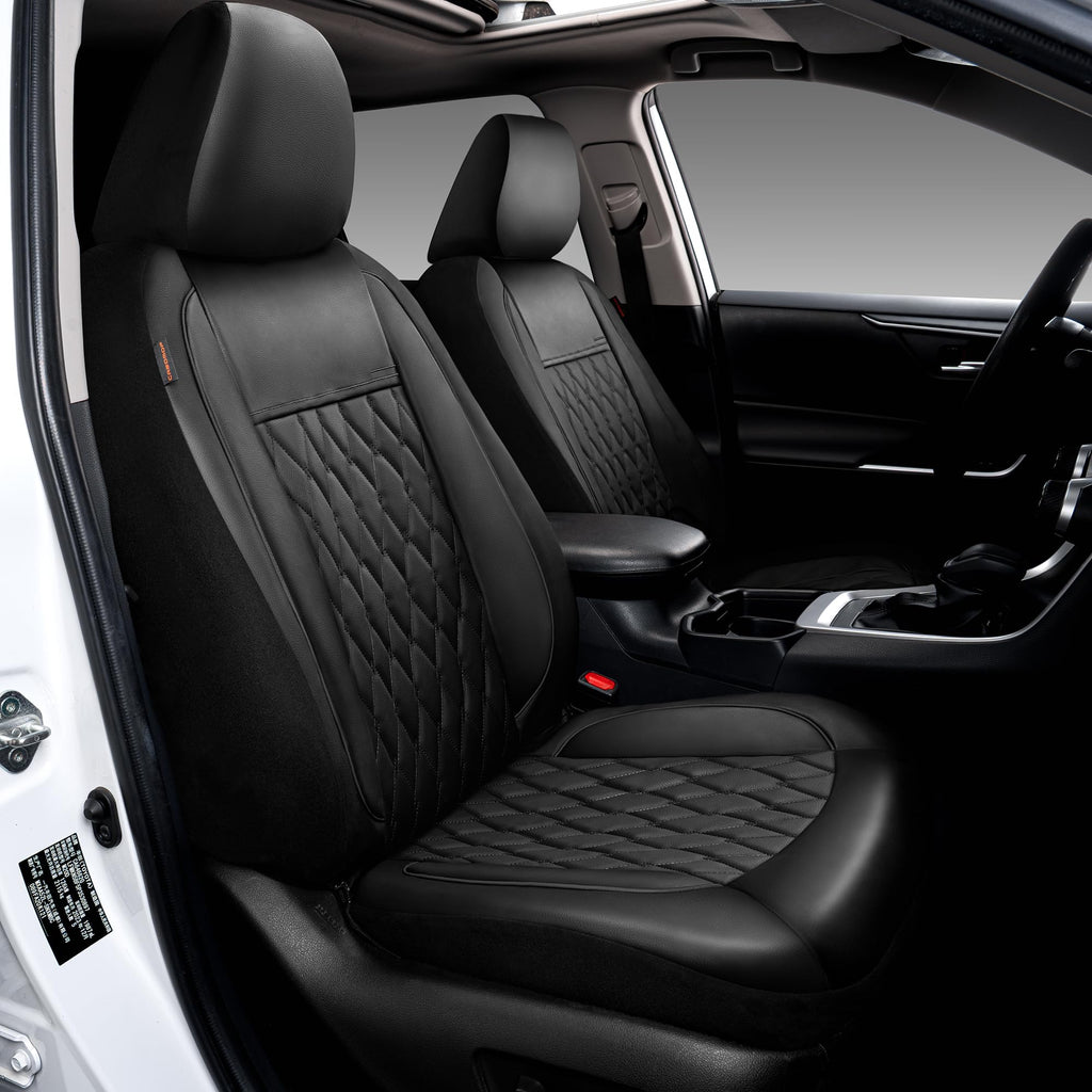 Faux Leather Car Seat Covers Full Set 5-Seat Black C49121