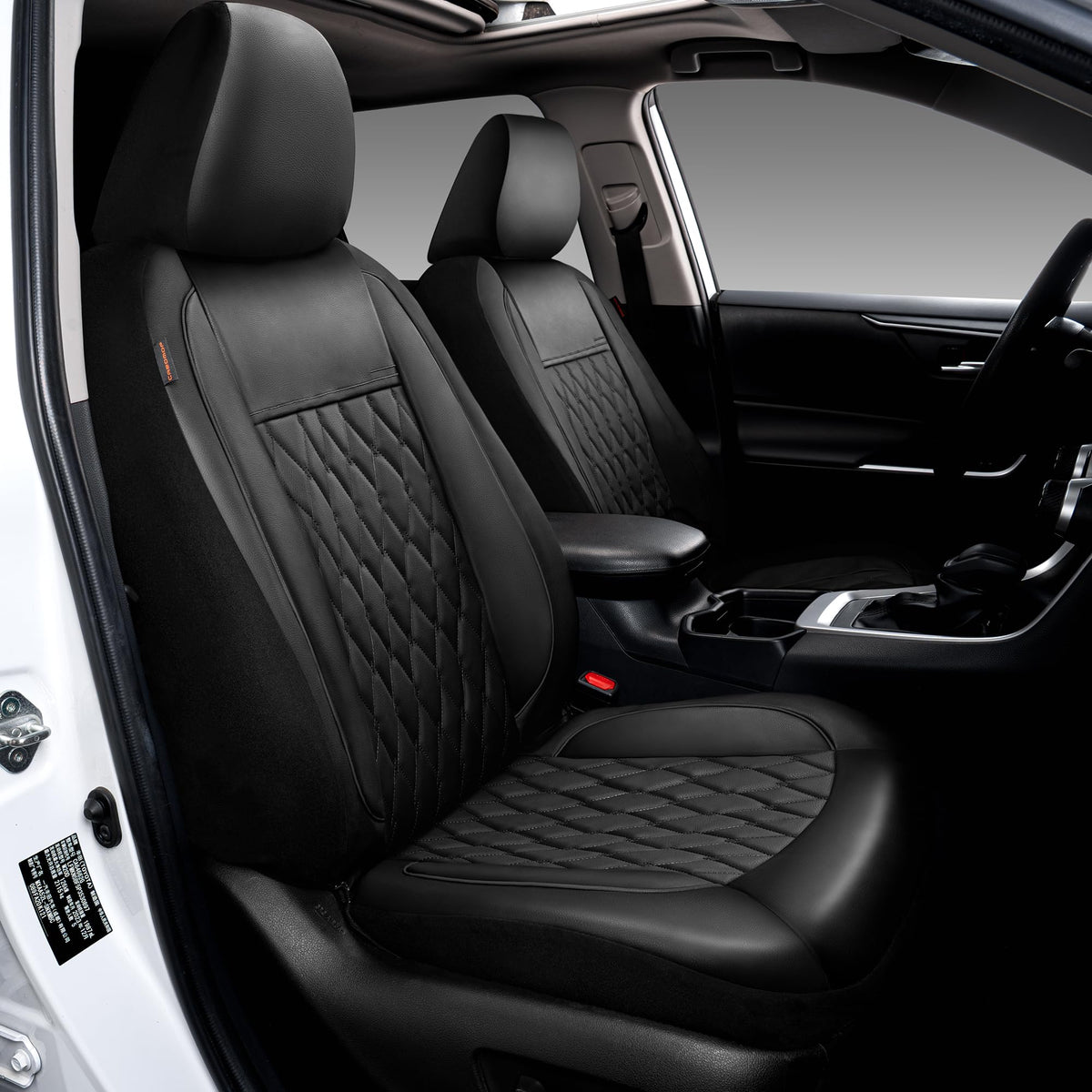 Faux Leather Car Seat Covers Full Set 5-Seat Black C49121