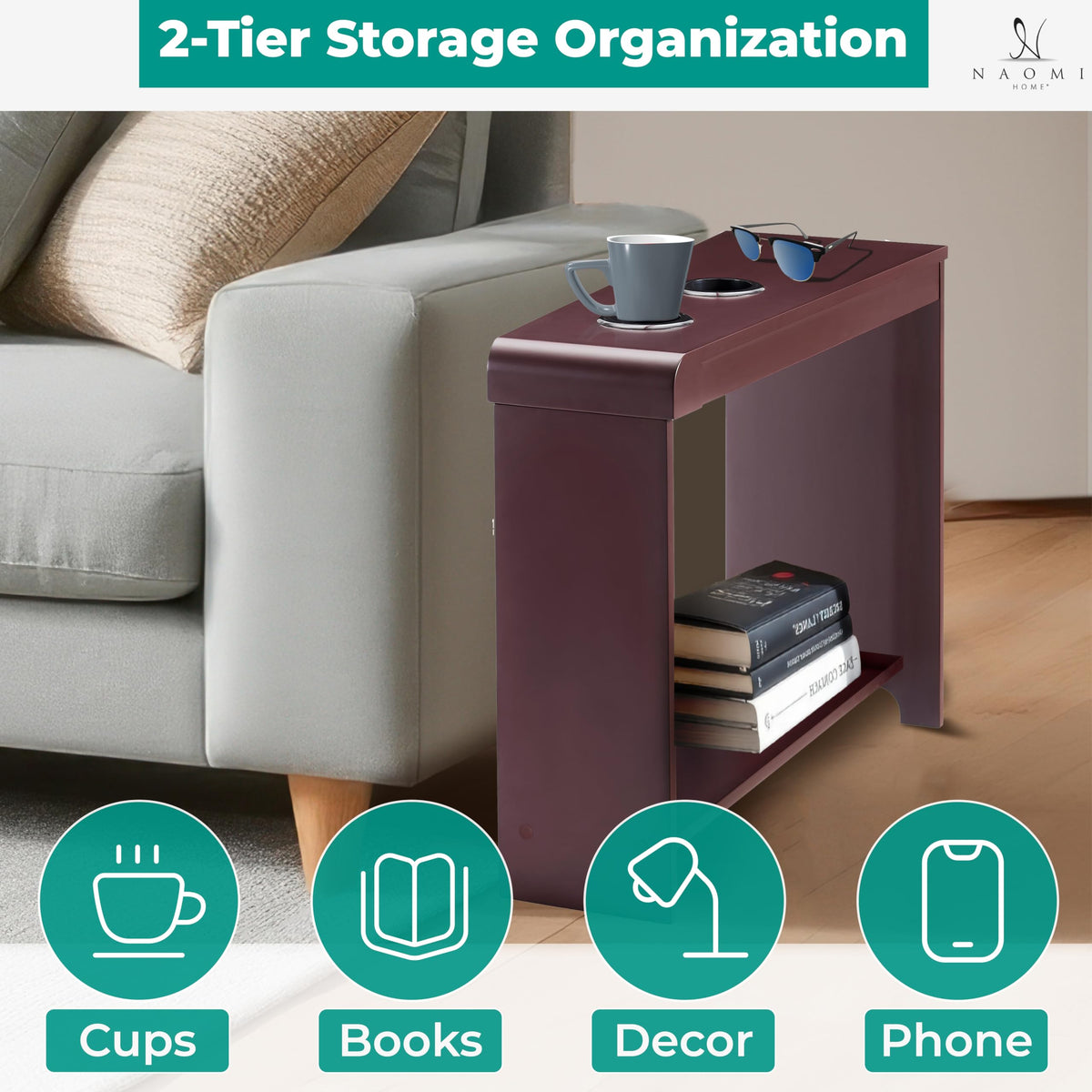 Cherry Nightstand with Charging Station V74743