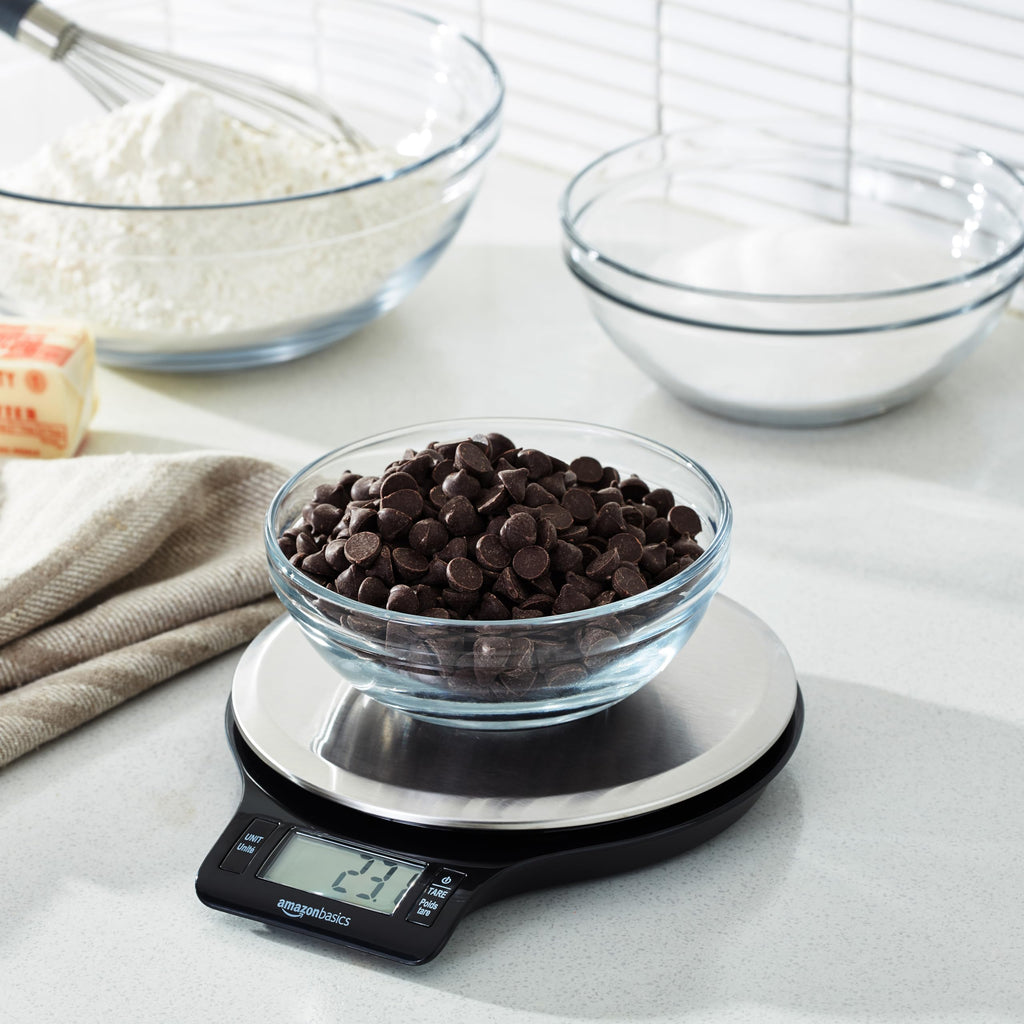 Digital Kitchen Scale with LCD Display, Black and Stainless Steel P434