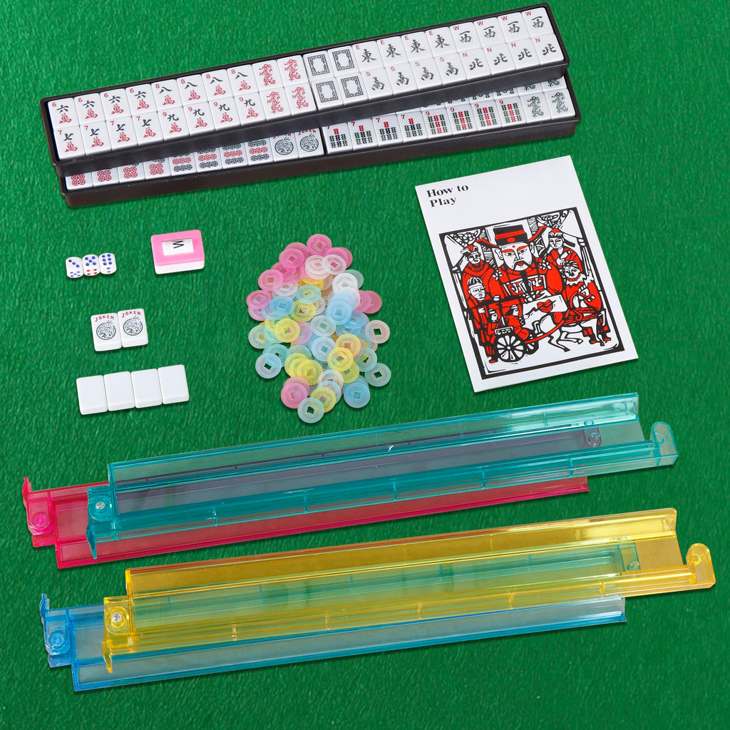 American Mahjong Set 166 White Tiles with 4 Racks and Bag M5767