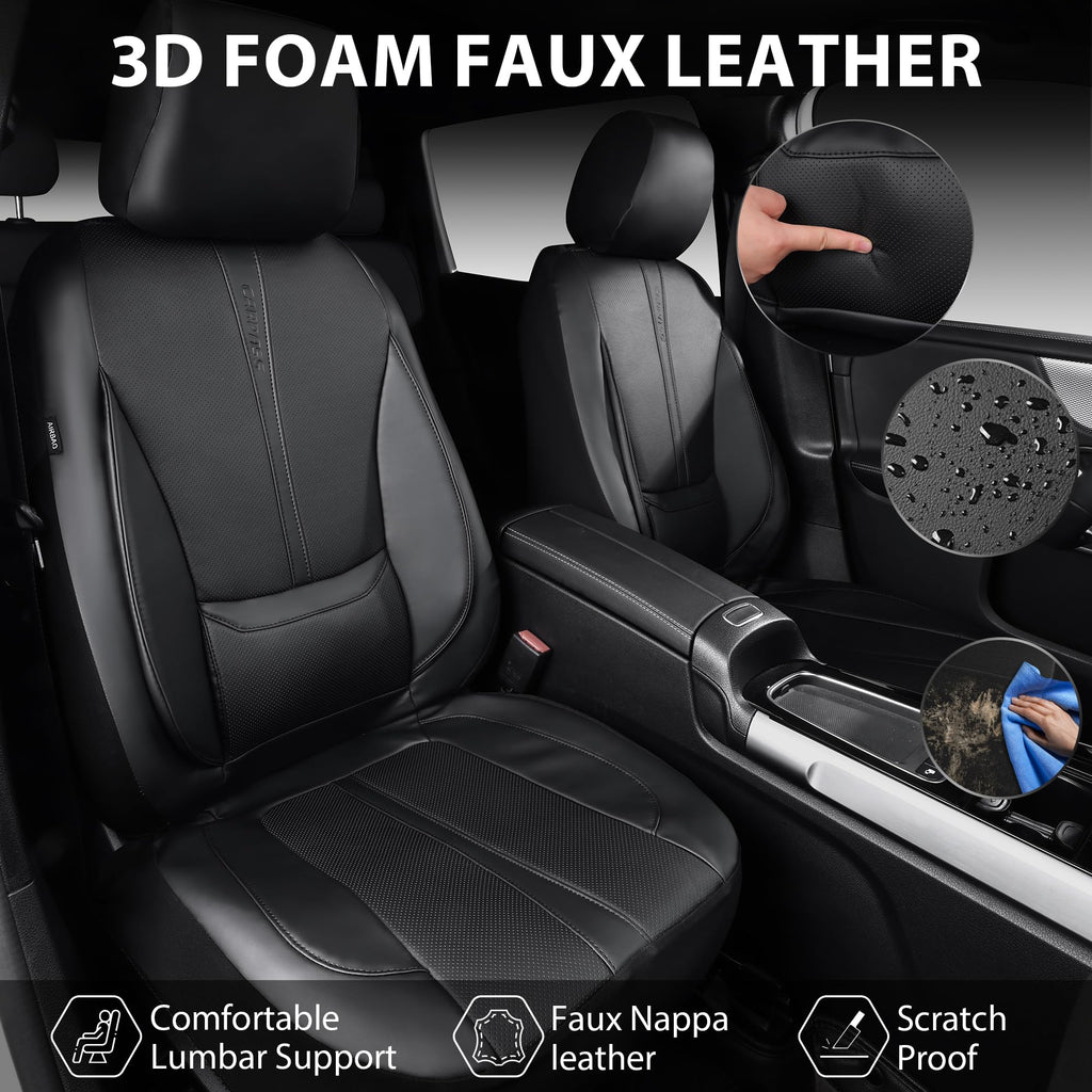 Black Nappa Leather Car Seat Covers Full Set B128