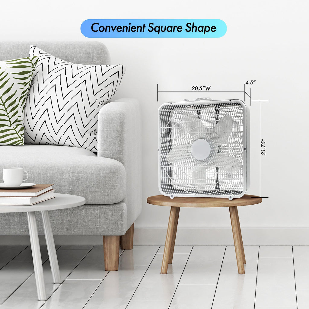 20-Inch Portable Box Fan with 3-Speed Control White B2854