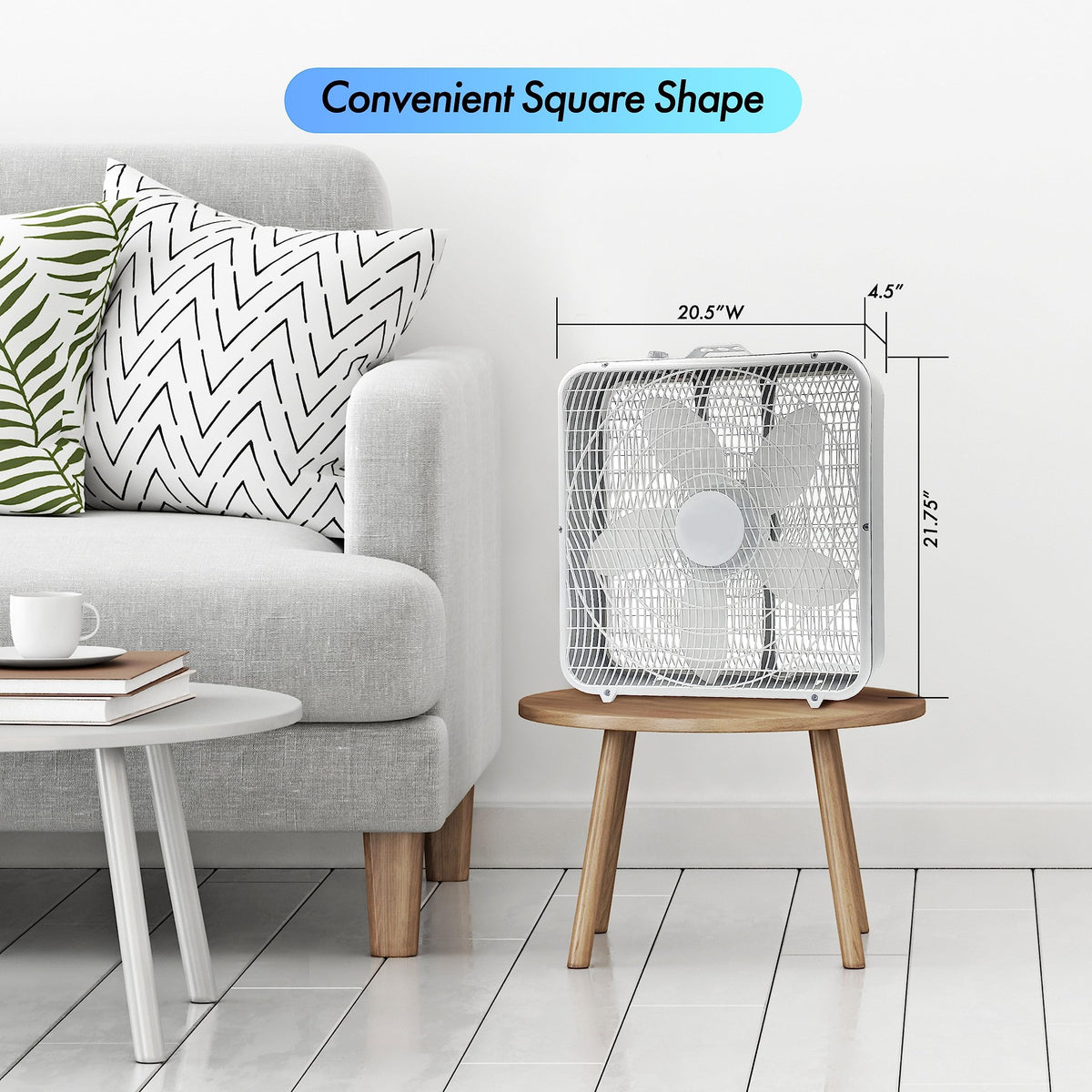 20-Inch Portable Box Fan with 3-Speed Control White B2854