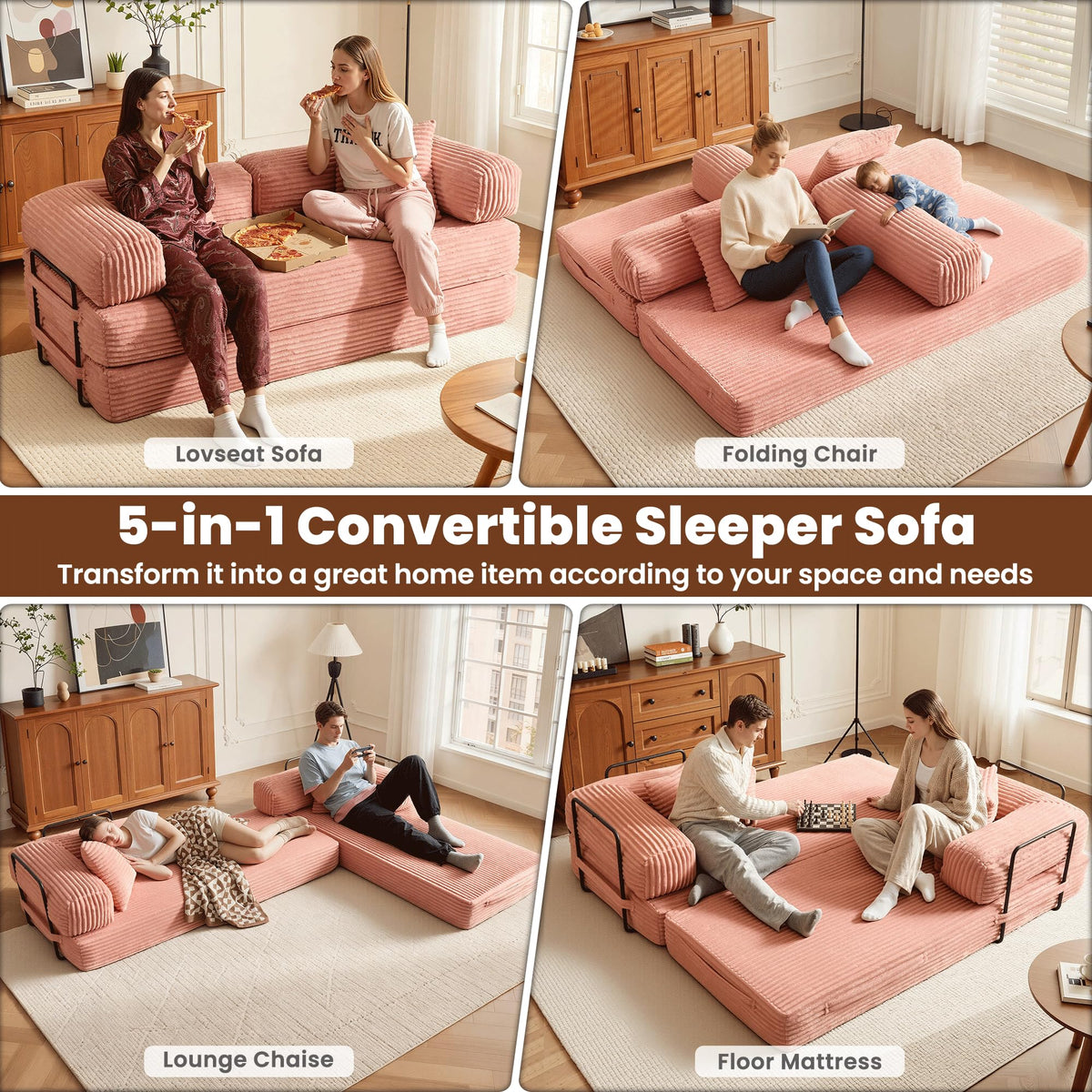 81" Folding Sofa Bed Convertible Floor Futon Lounger U773488