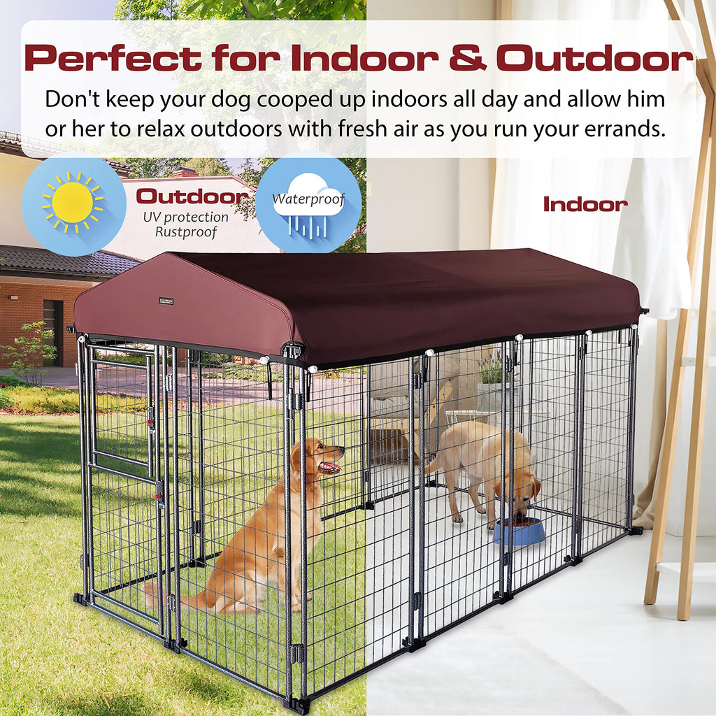 8' x 4' x 5' Outdoor Dog Kennel with Roof Cover P67102