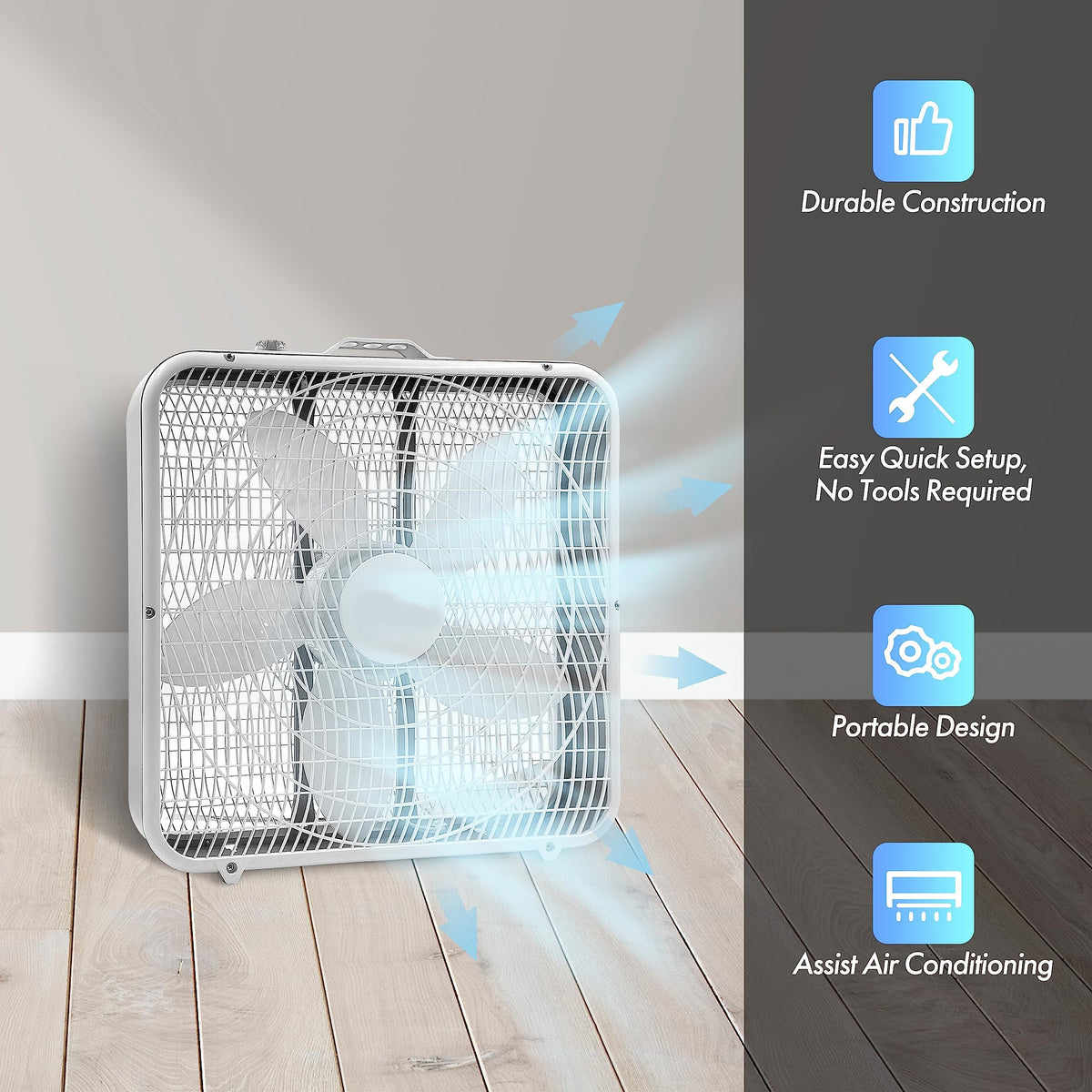 20-Inch Portable Box Fan with 3-Speed Control White B2854