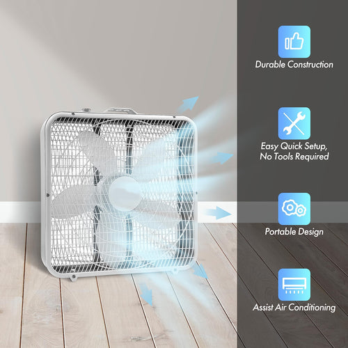 20-Inch Portable Box Fan with 3-Speed Control White B2854