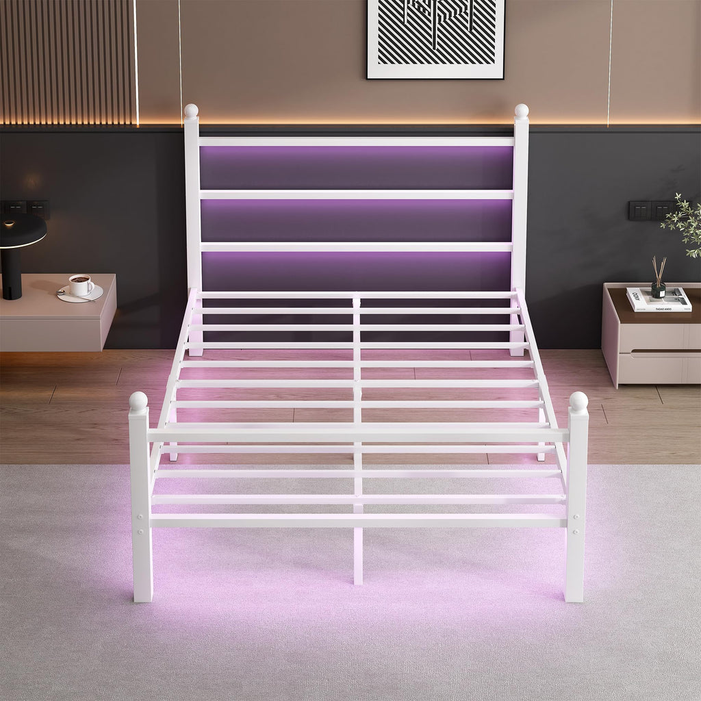 White Full Size Bed Frame with Headboard and Footboard A950