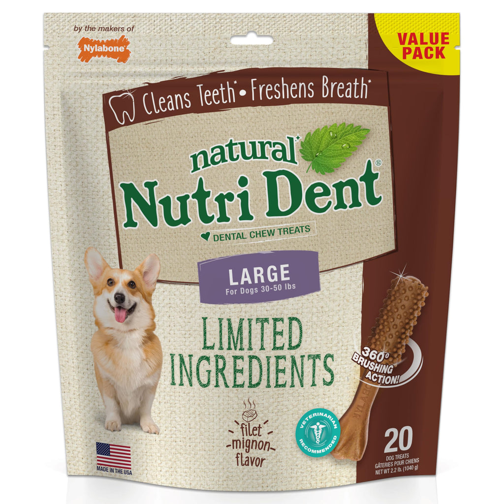 Large Filet Mignon Flavor Dog Dental Chews 20 Count E99684