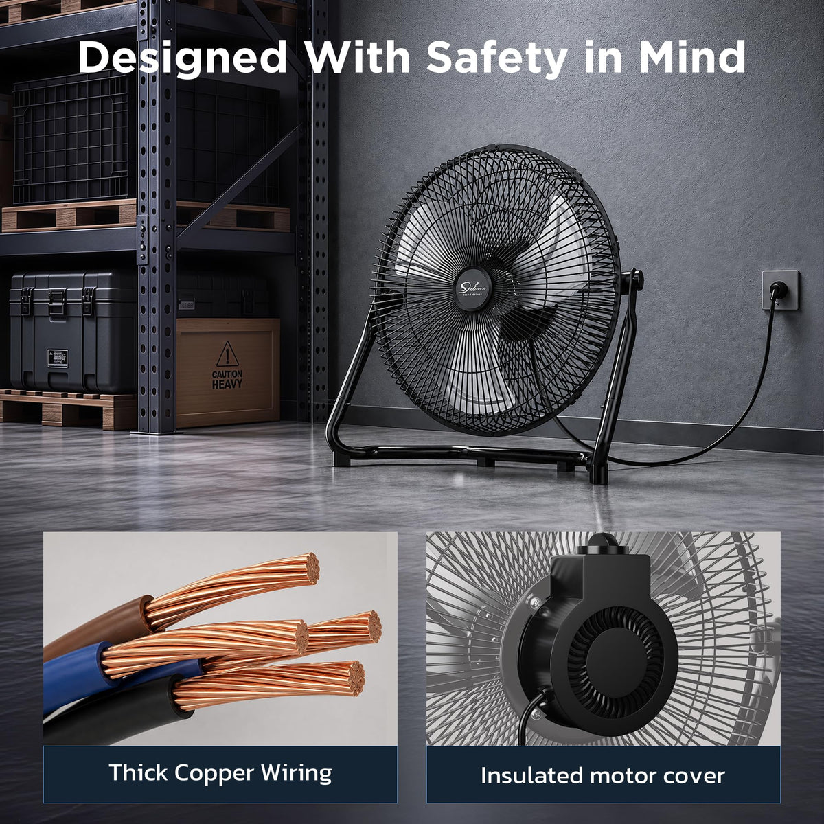 20 Inch 3-Speed Oscillating Metal Floor Fan R35639