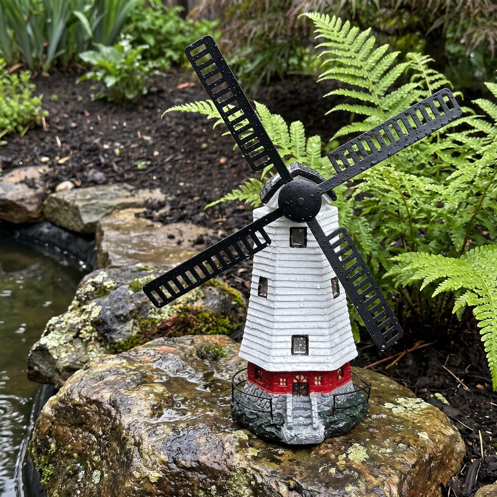Solar Powered Rotating Lighthouse Garden Statue Light Q26847