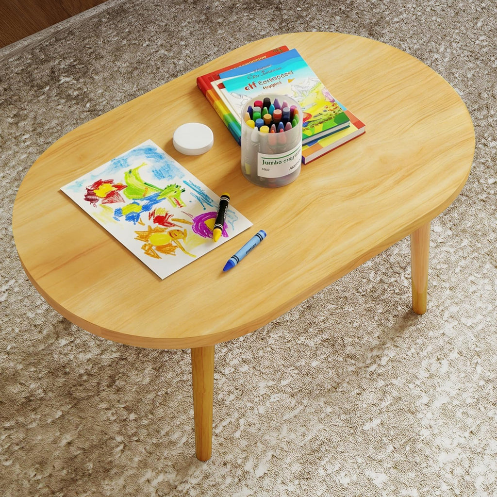 Oval Coffee Table Natural 19.7"D x 31.5"W x 16"H V101322
