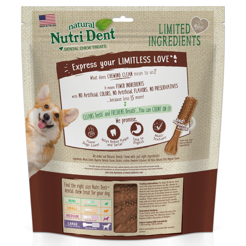 Large Filet Mignon Flavor Dog Dental Chews 20 Count E99684