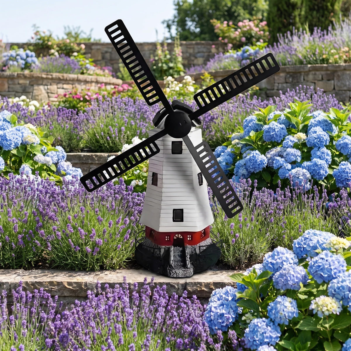Solar Powered Rotating Lighthouse Garden Statue Light Q26847