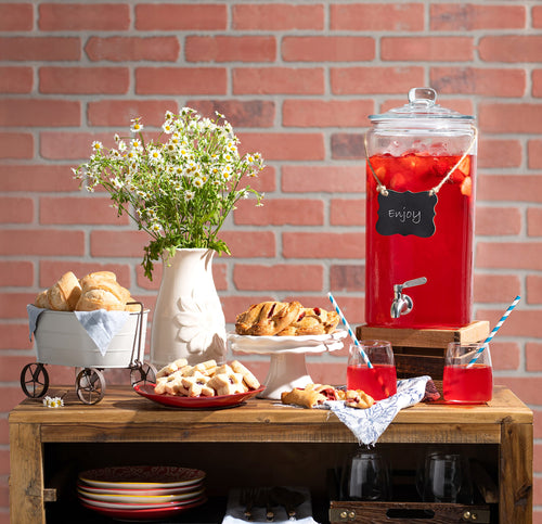 2 Gallon Glass Beverage Dispenser with Stainless Steel Spigot L657052