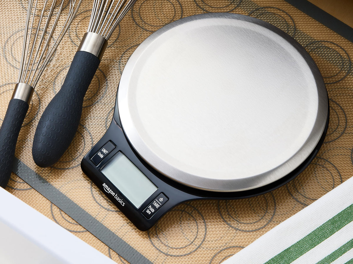 Digital Kitchen Scale with LCD Display, Black and Stainless Steel P434