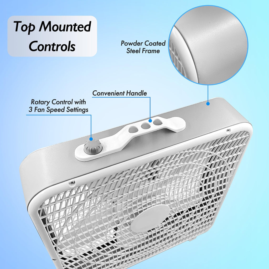 20-Inch Portable Box Fan with 3-Speed Control White B2854