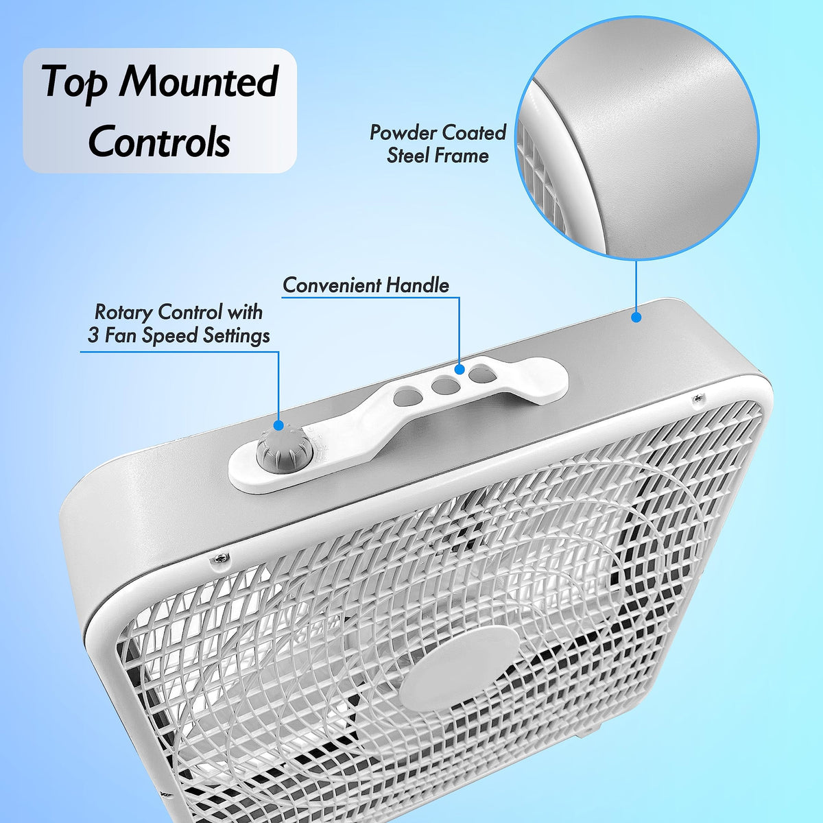 20-Inch Portable Box Fan with 3-Speed Control White B2854