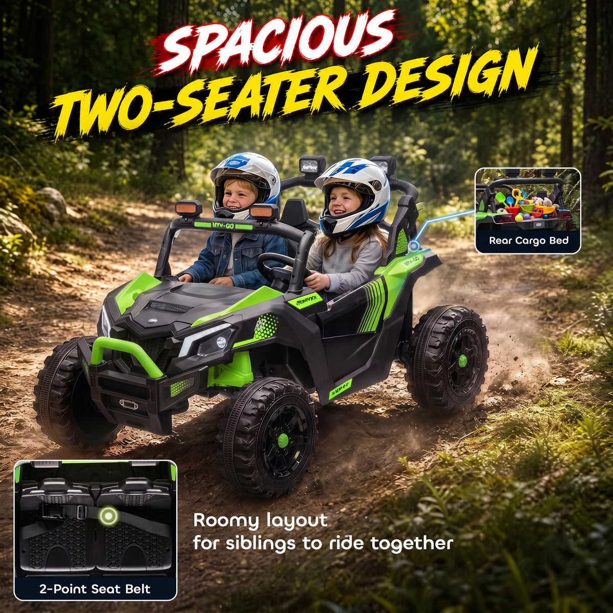 24V 2 Seater Ride On Truck Car Green J45688